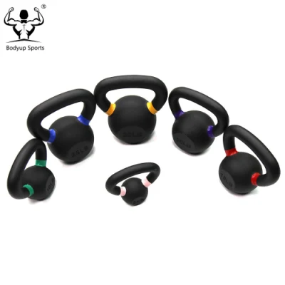 Black Cast Iron Kettlebell with Colour Rings