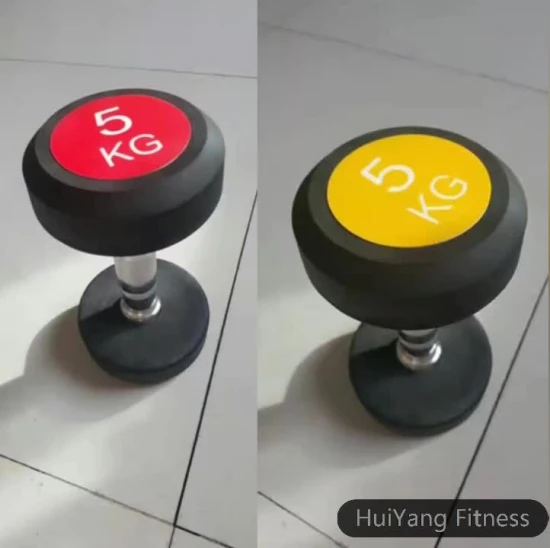 Free Weight Color Cap with Black Rubber Dumbbell Gym Accessories