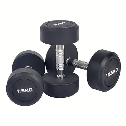 Factory Sale Top Quality Black Round Rubber Coated Dumbbell for Gym Use or Home Use